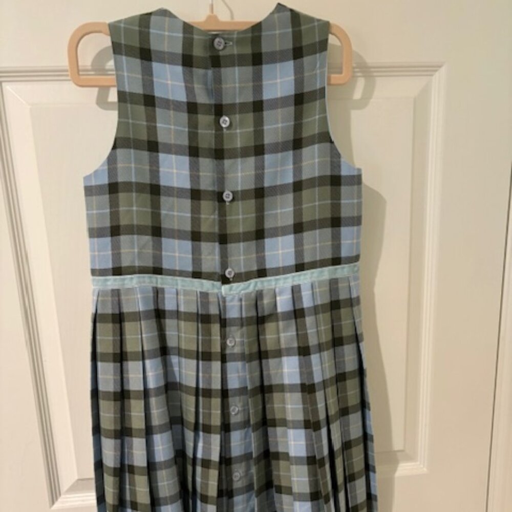 Jacadi Girls Green/Blue plaid Jumper Dress - Picture 7 of 9